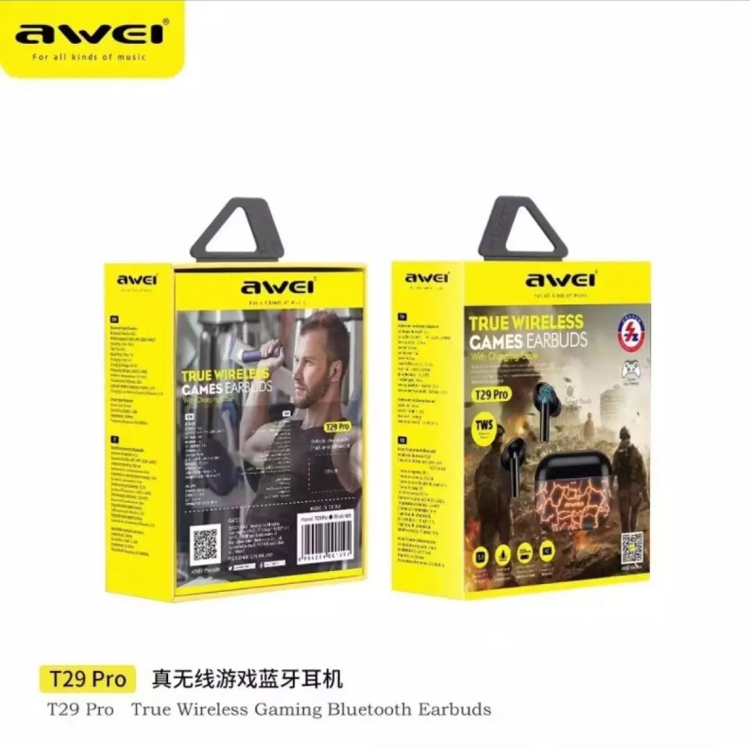 Awei T29 Pro True Wireless Games Earbuds With RGB Charging Case