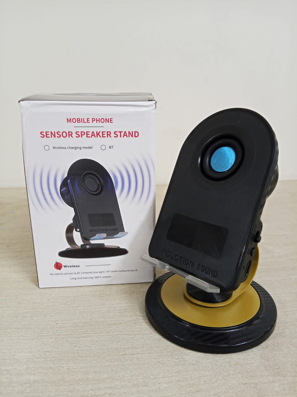 Mobile Phone Sensor Speaker Stand with wireless charging