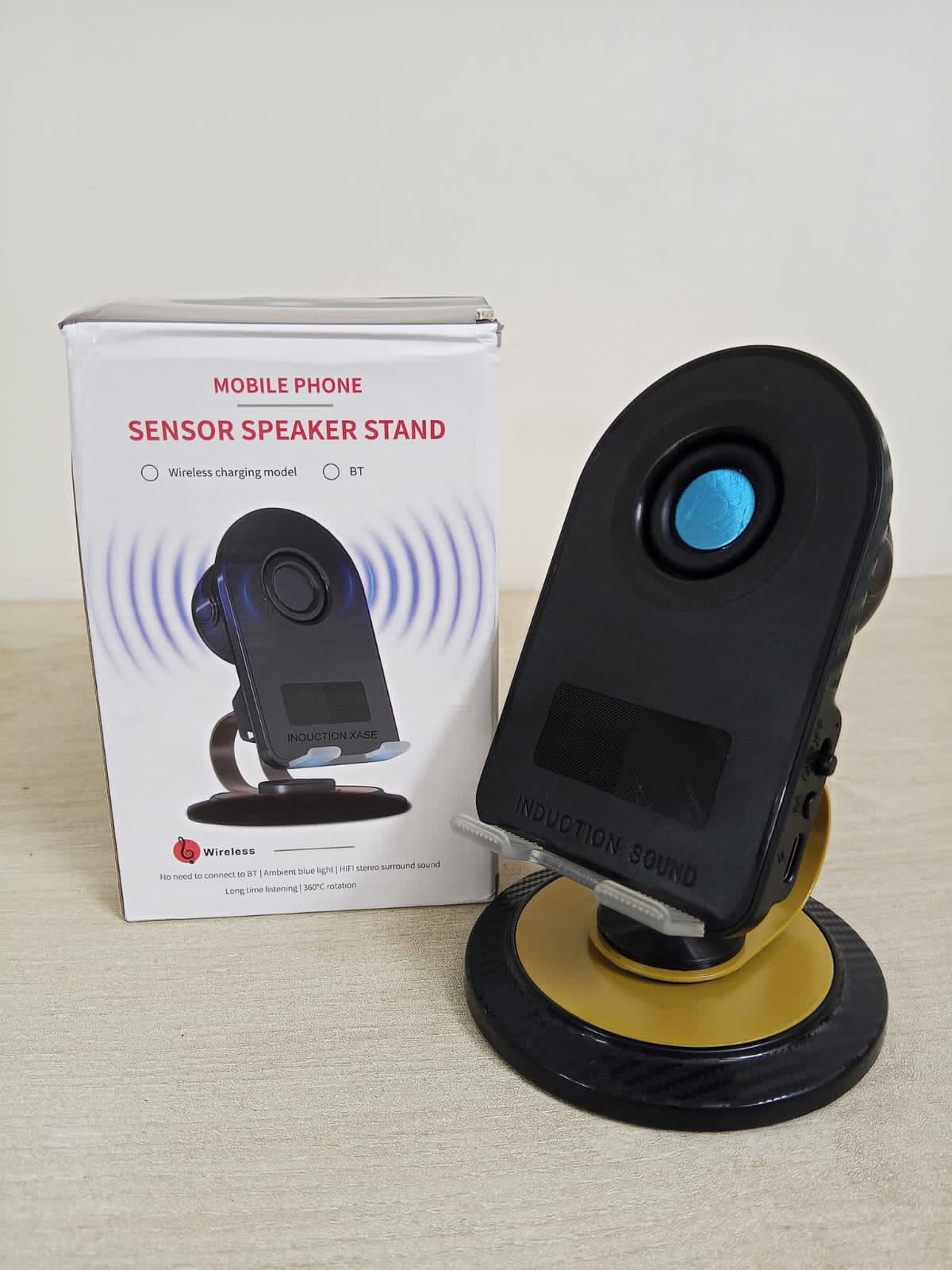 Mobile Phone Sensor Speaker Stand with wireless charging