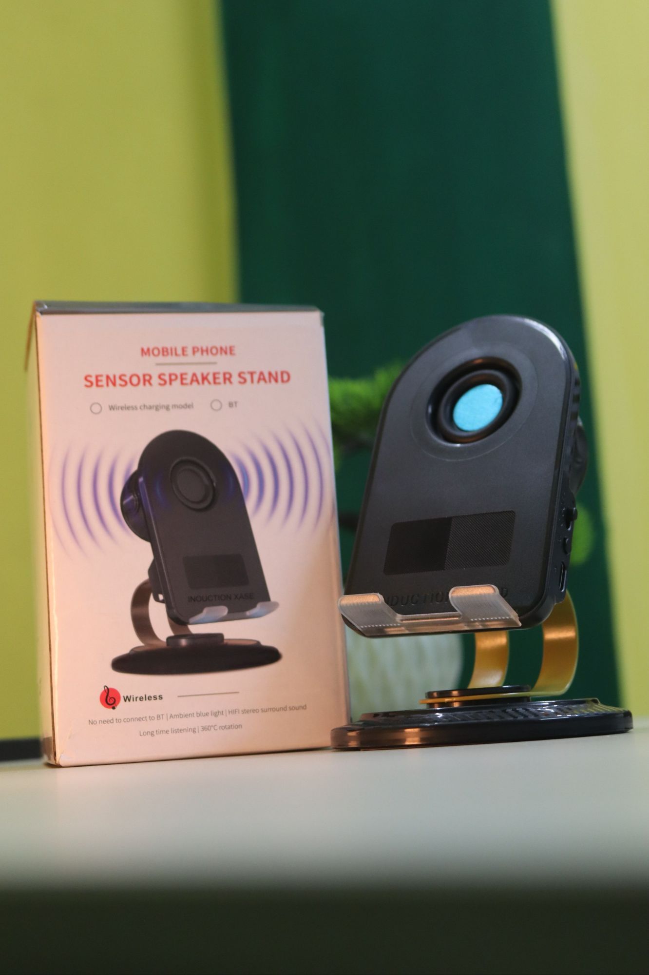 Mobile Phone Sensor Speaker Stand with wireless charging